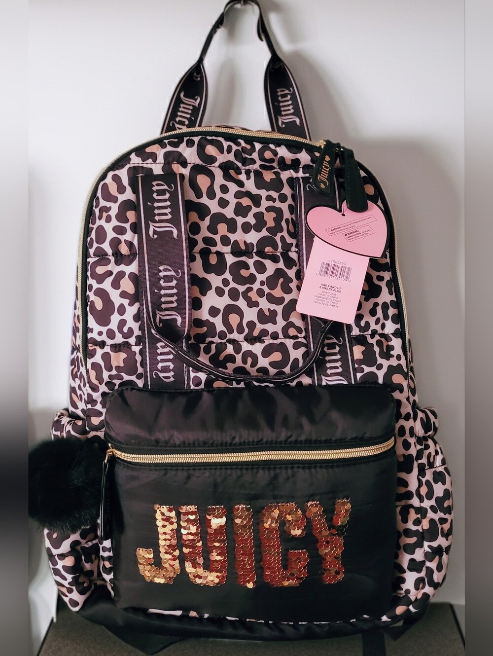 Juicy Couture Leopard Print Logo Backpack New